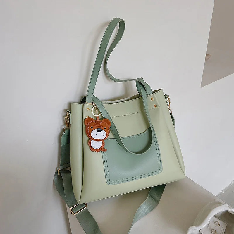 Leather Shoulder Bags Women Handbags High Quality Messenger Bucket