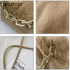 Texture Handbags Female Shoulder Bags Cloud Crossbody Bags Plush All-match
