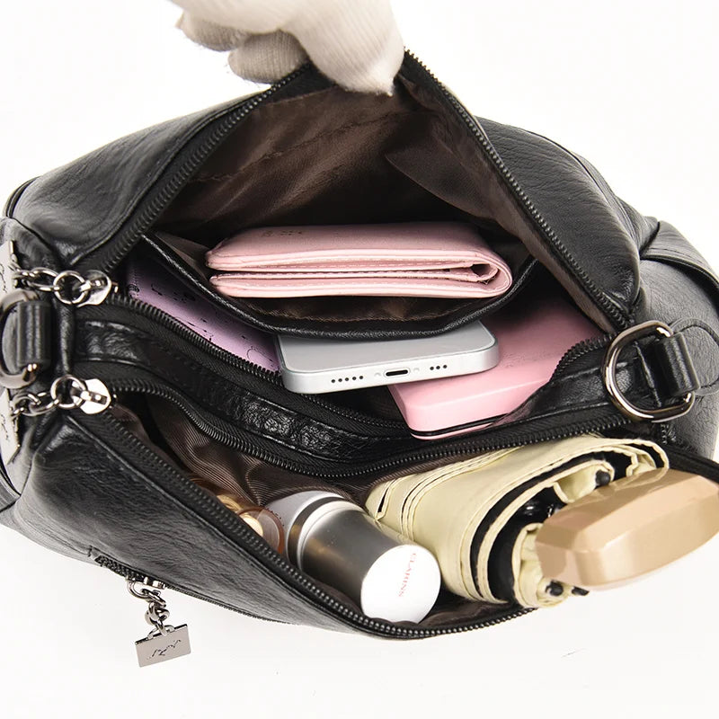 Leather Women Shoulder Bags Vintage Female Messenger Bag Handbag
