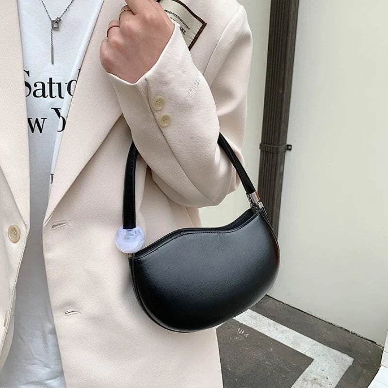 One Shoulder Bag PU Soft Leather Handbags Women's Armpit Bags