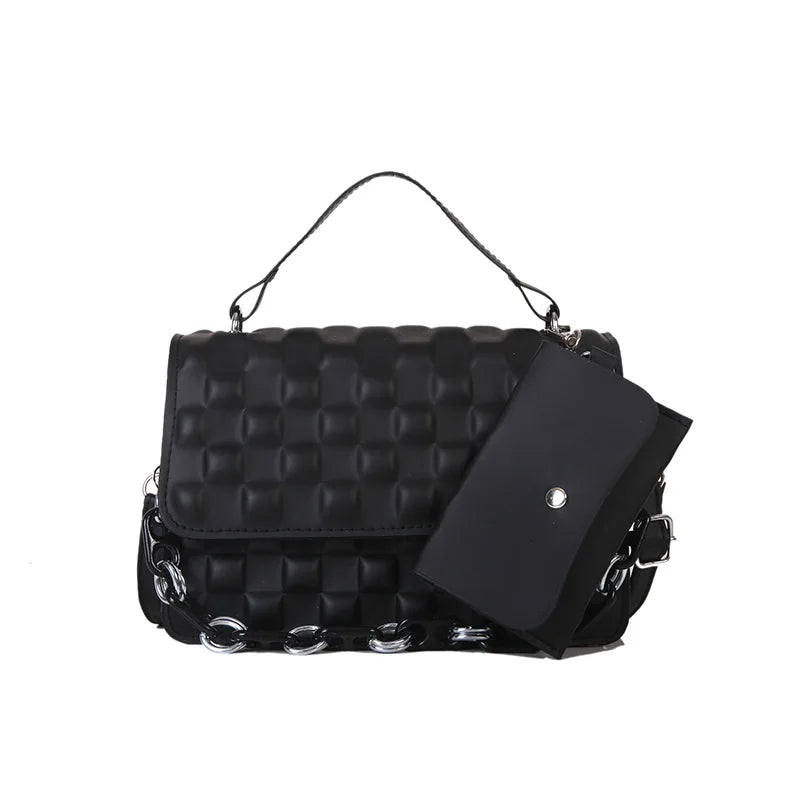 Textured Chain Shoulder Bag Crossbody Small Square Bag