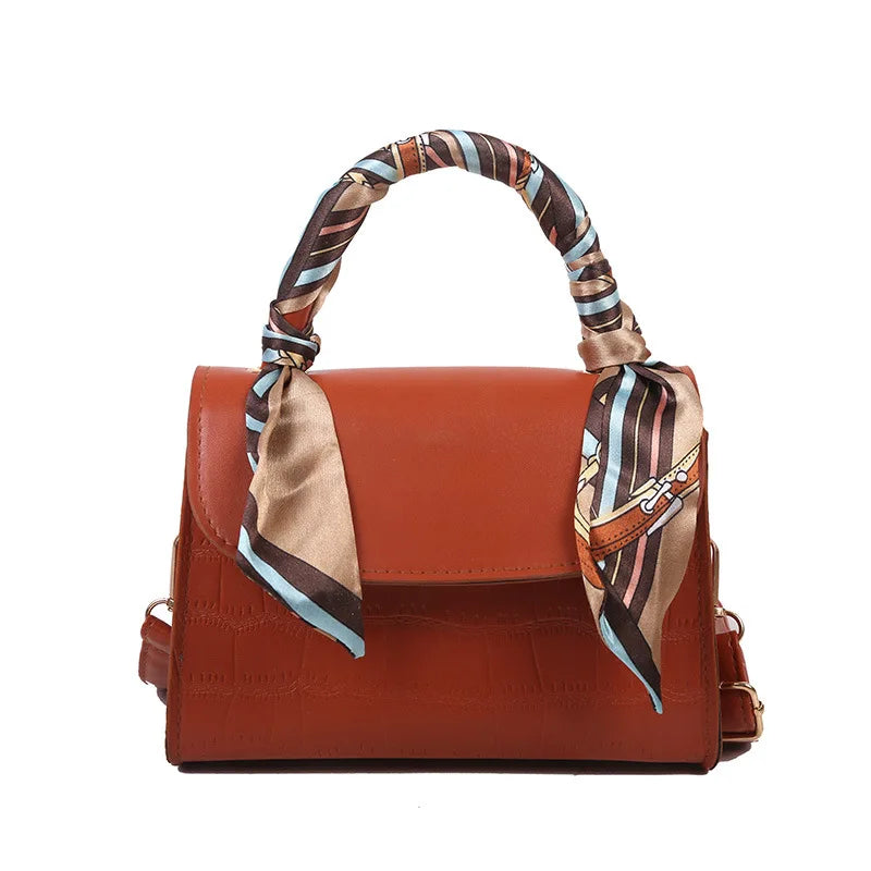 Textured Silk Scarf Shoulder Bag Women Messenger Bag Handbags