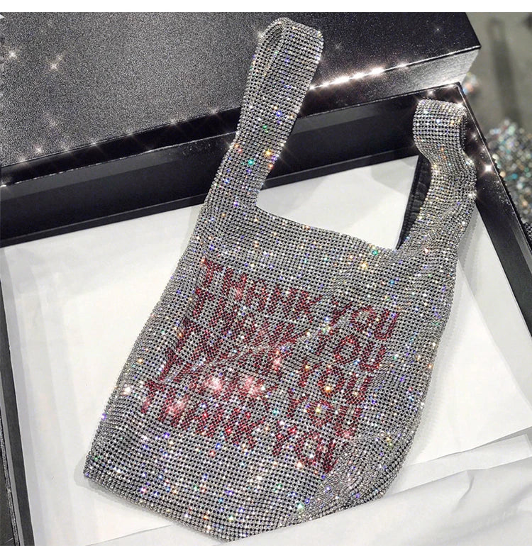 Sequins Small Tote Crystal Handbag Bling Lady Bucket Girls Purse