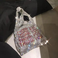 Sequins Small Tote Crystal Handbag Bling Lady Bucket Girls Purse
