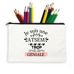 Atsem French Print Pencil Case School Stationery Storage Bags