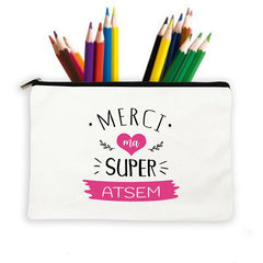 Atsem French Print Pencil Case School Stationery Storage Bags