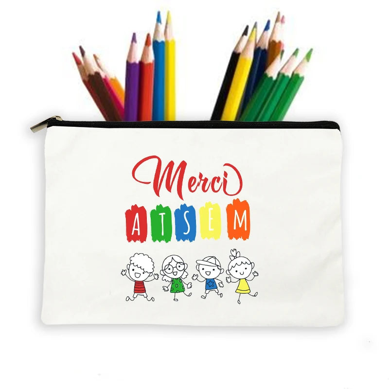 Atsem French Print Makeup Wash Pouch Storage Bags