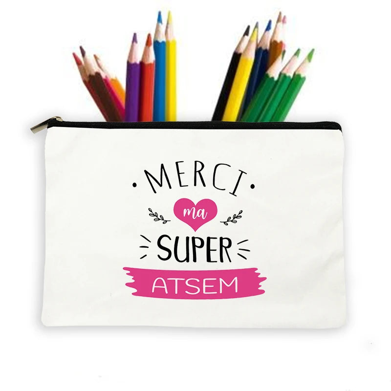 Atsem French Print Makeup Wash Pouch Storage Bags
