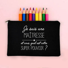 Large Capacity French Print Pencil Case School Supplies Storage Bag
