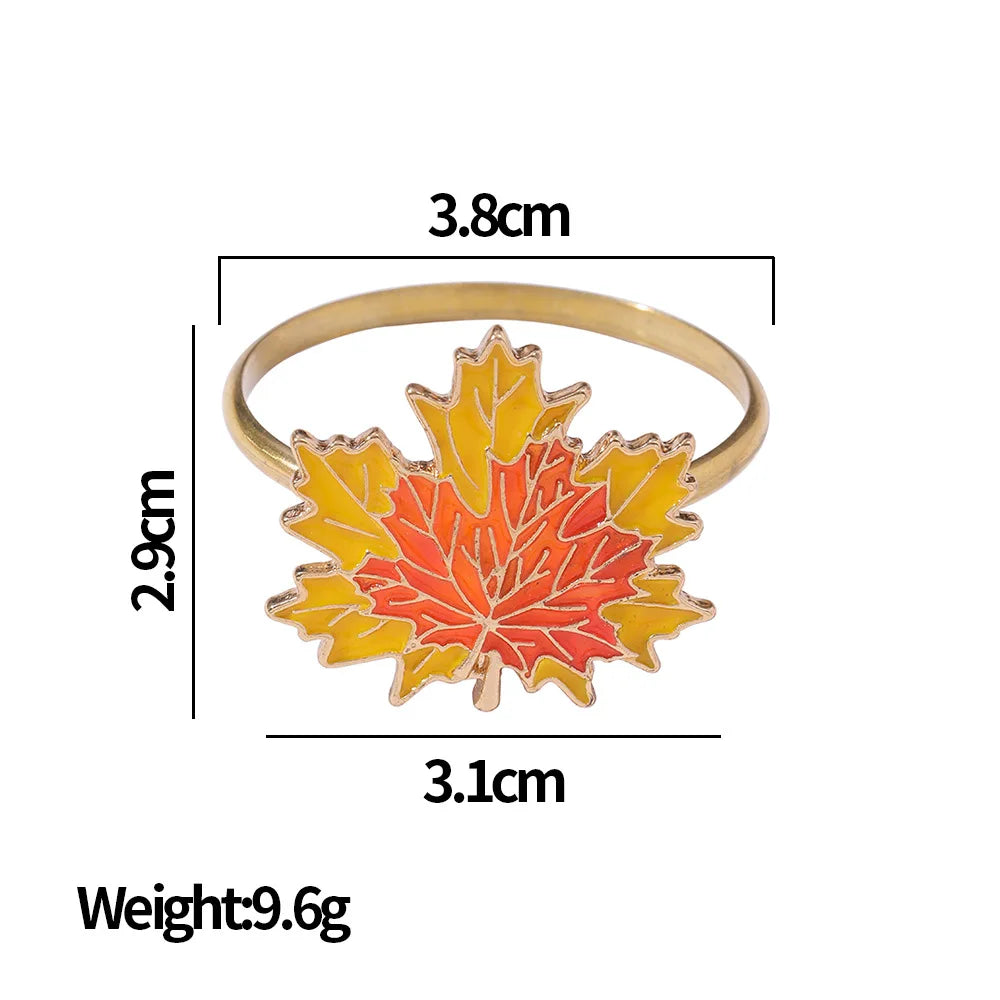 Maple Leaf Turkey Napkin Rings Thanksgiving Halloween Table Decor