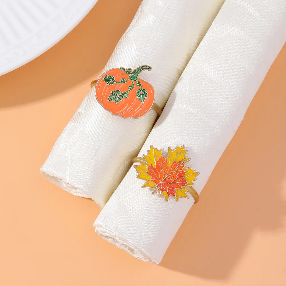 Maple Leaf Turkey Napkin Rings Thanksgiving Halloween Table Decor