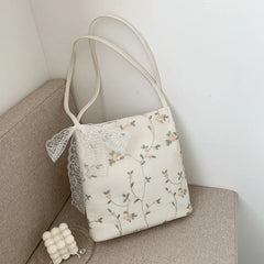 Summer Lace Embroidered Girl's Handbag One-shoulder Tote Bag