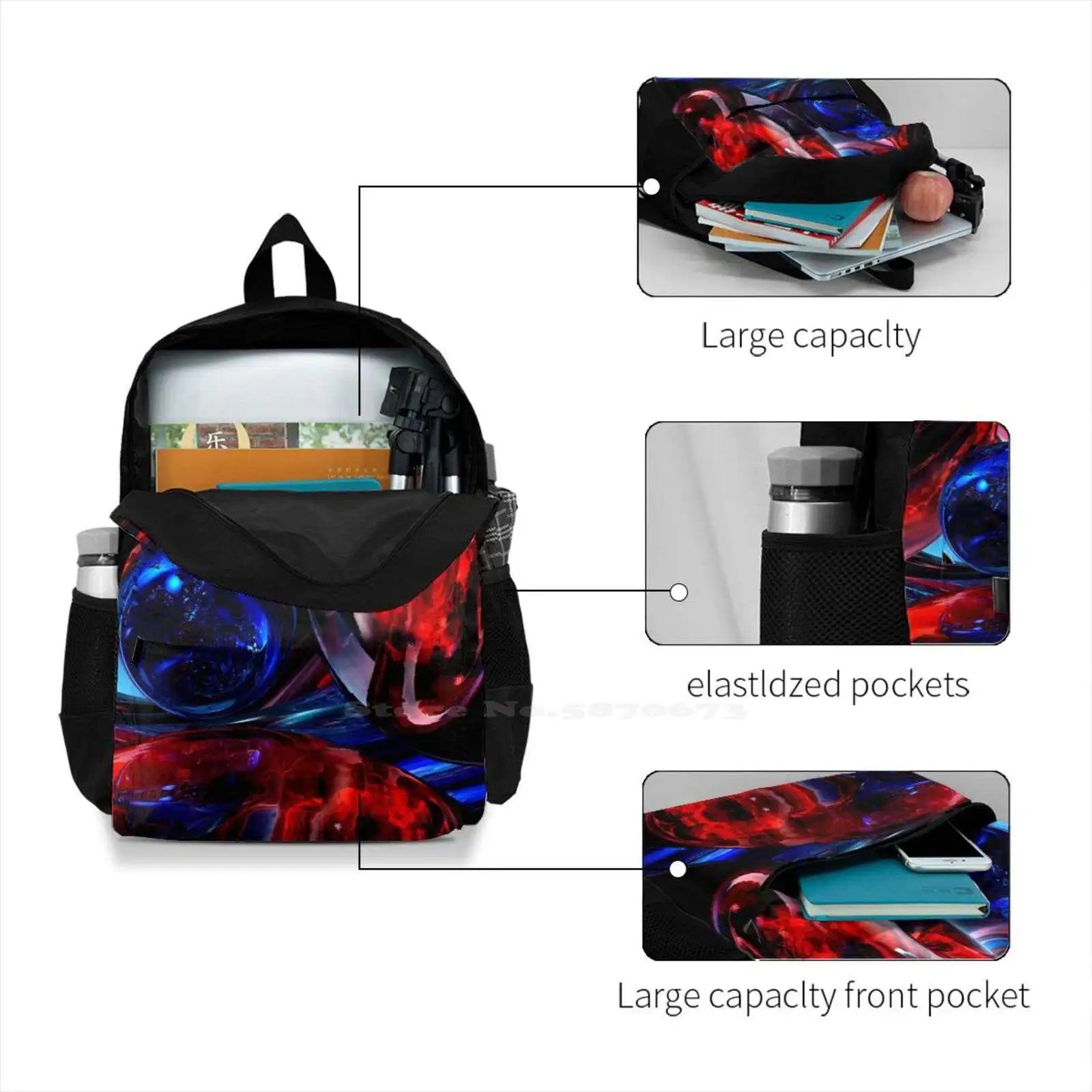 Art Of Noise Abstract School Bag For Teenage Girls Laptop Travel Bags