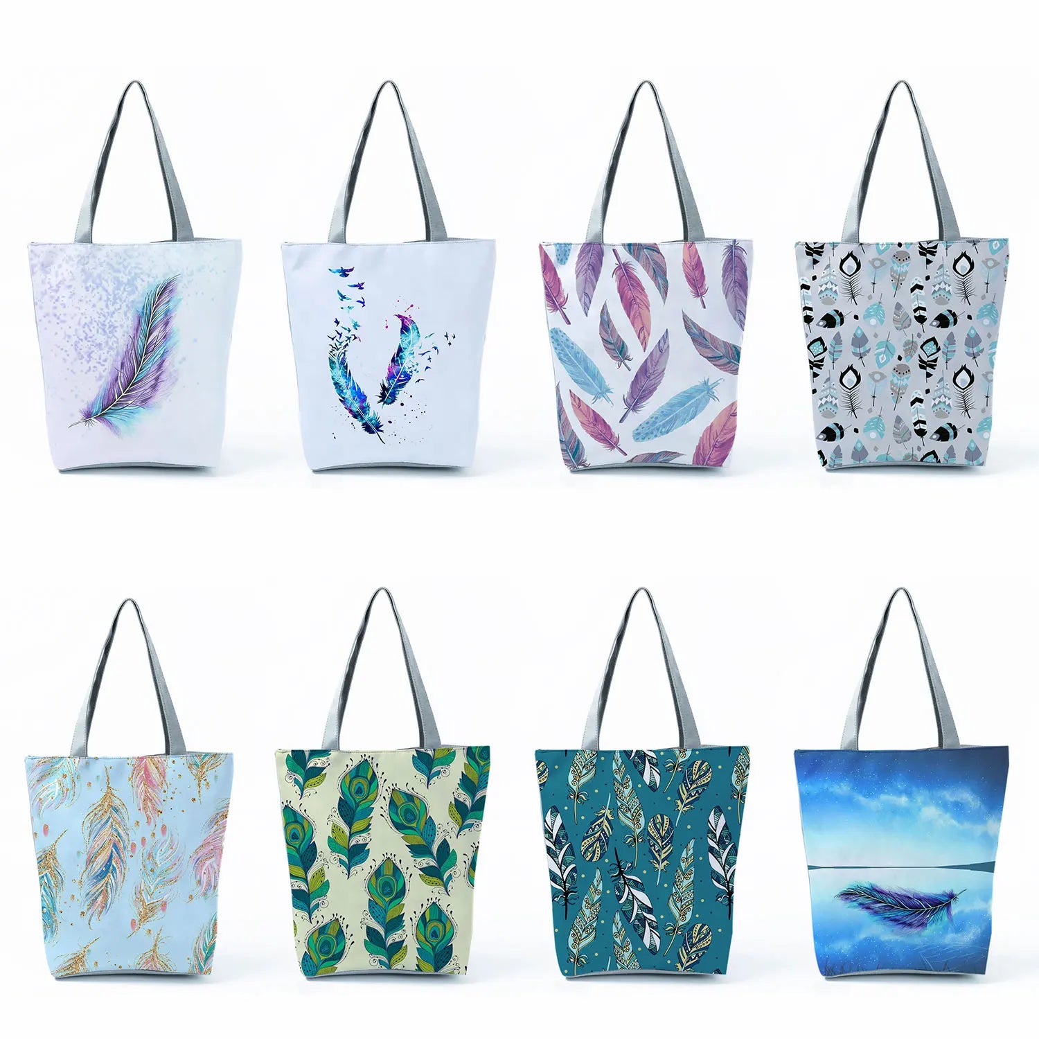 Shining Feathers Women Shoulder Bag High Capacity Shopping Bag