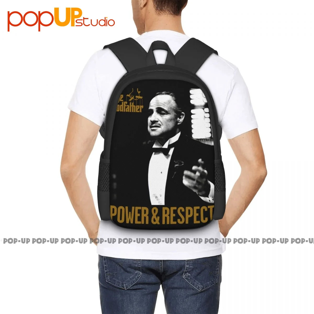 Godfather Power Respect Backpack Large Capacity Vintage Portable