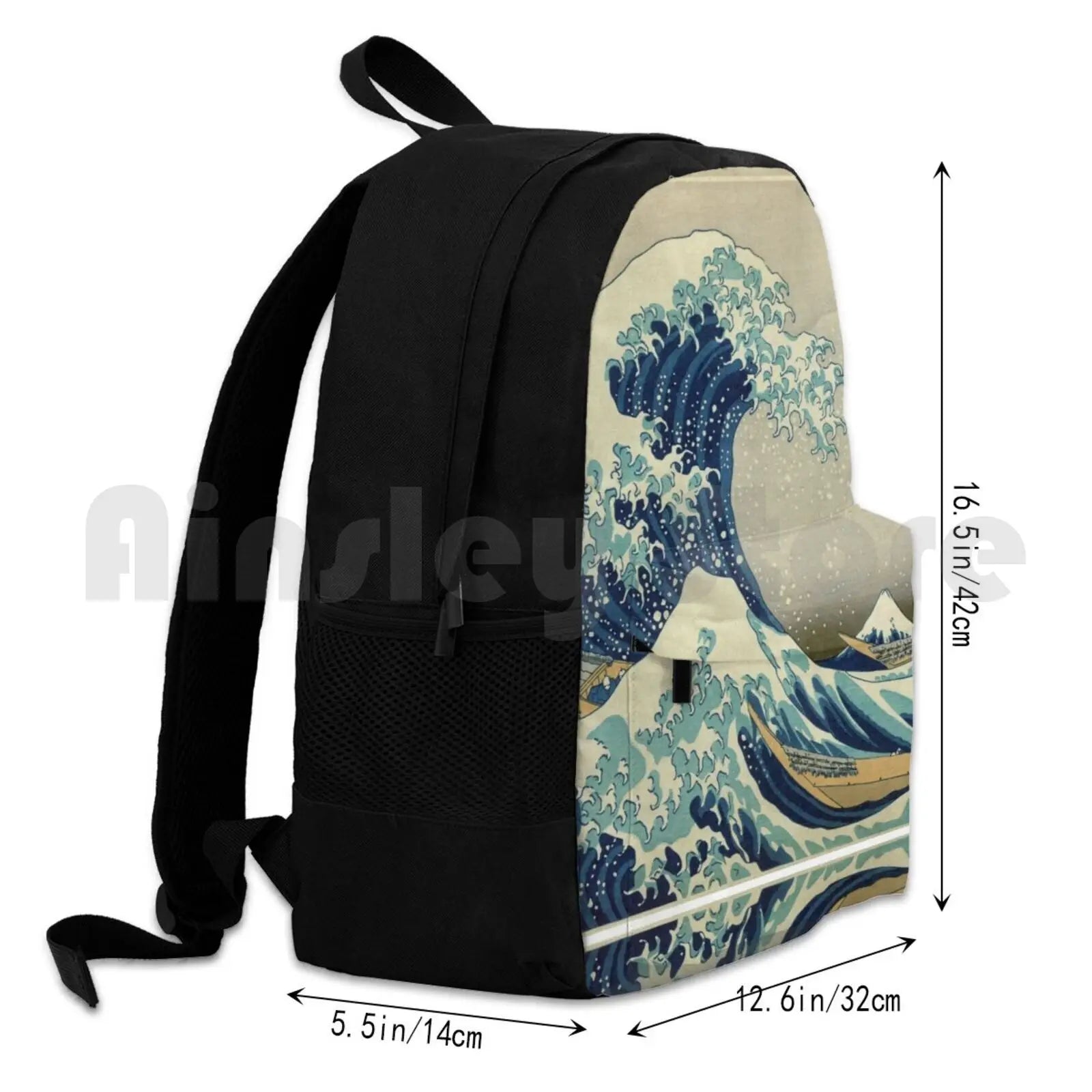 Great Wave Hiking Backpack Waterproof Ocean Art