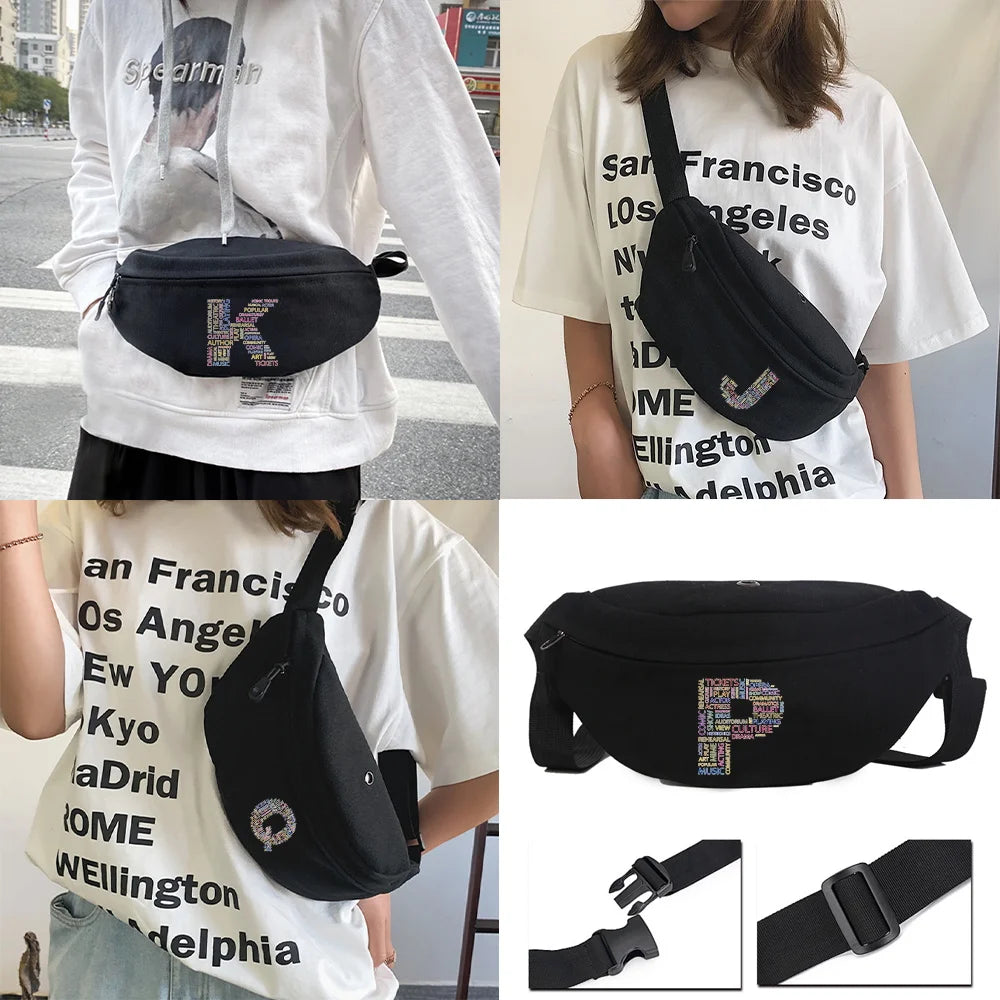 Text Print Multifunctional Unisex Crossbody Shoulder Bag