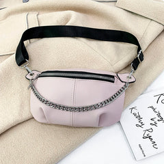 Addle Bag Women's Metal Chain Shoulder Purses Handbag Clutch Waist Bag