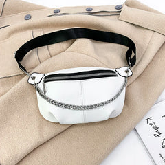 Addle Bag Women's Metal Chain Shoulder Purses Handbag Clutch Waist Bag