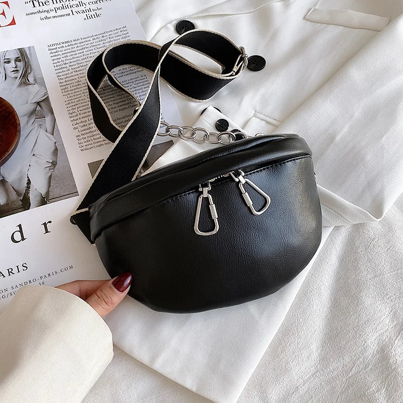 Semicircle Saddle Crossbody Bag Women PU Leather Shoulder Handbags
