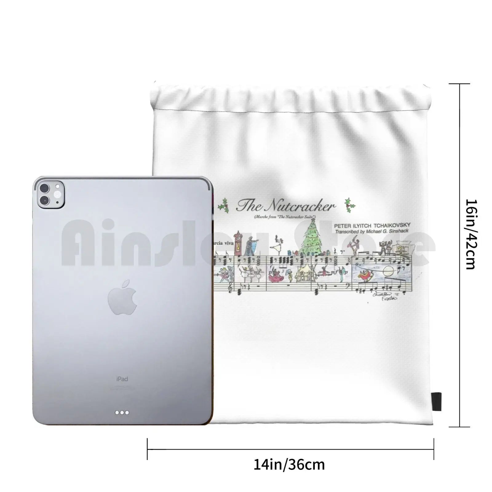 Nutcracker Sheet Music Art Backpack Drawstring Bag