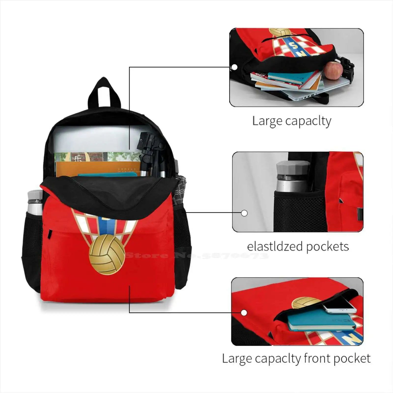 Red Blazers Travel Laptop School Backpack Croatia Vatreni