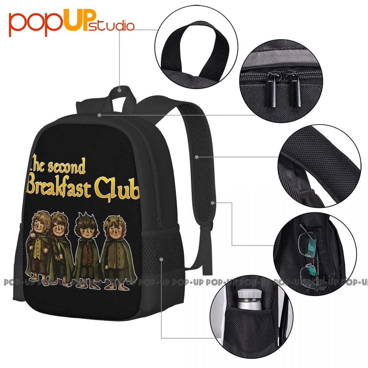 Second Breakfast Club Adventure Hobbits Backpack Large Capacity