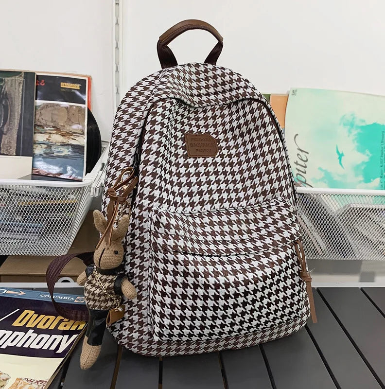 Thousand Bird Pattern Nylon Women Backpack Schoolbag For Teenage Girls