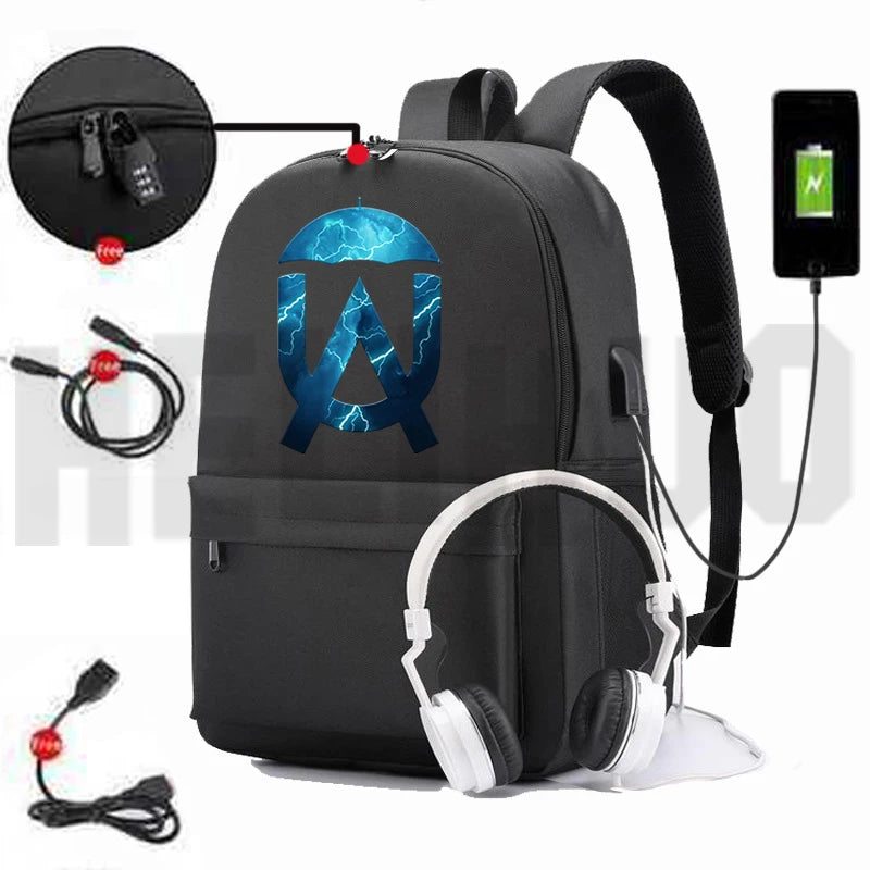 Umbrella Academy Backpack Women USB Charging Anti-theft Anime School Bags
