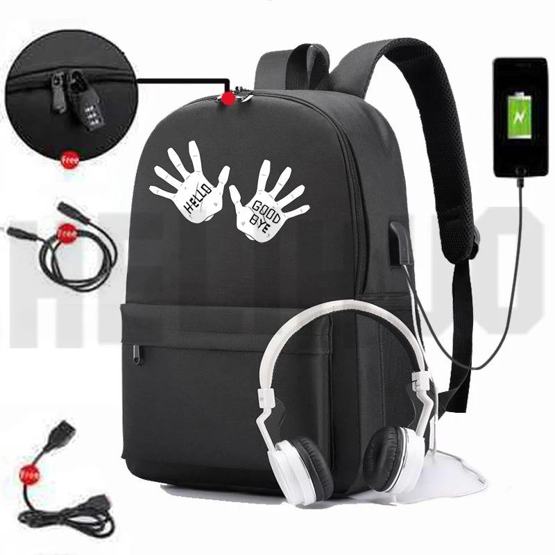 Umbrella Academy Backpack Women USB Charging Anti-theft Anime School Bags