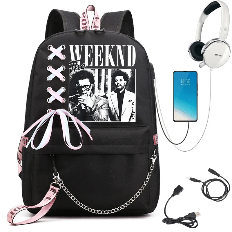 The Weeknd Backpacks Teenage Shoulder Bags Boys Girls