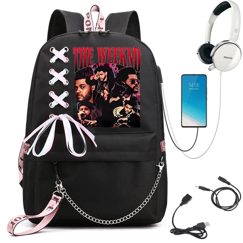 The Weeknd Backpacks Teenage Shoulder Bags Boys Girls