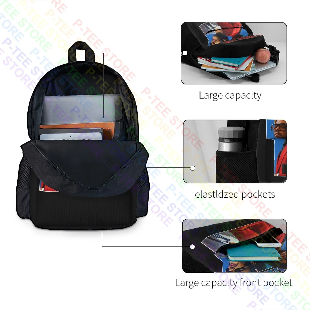 The Weeknd 3D Printing Large Capacity Backpack School Beach Bag