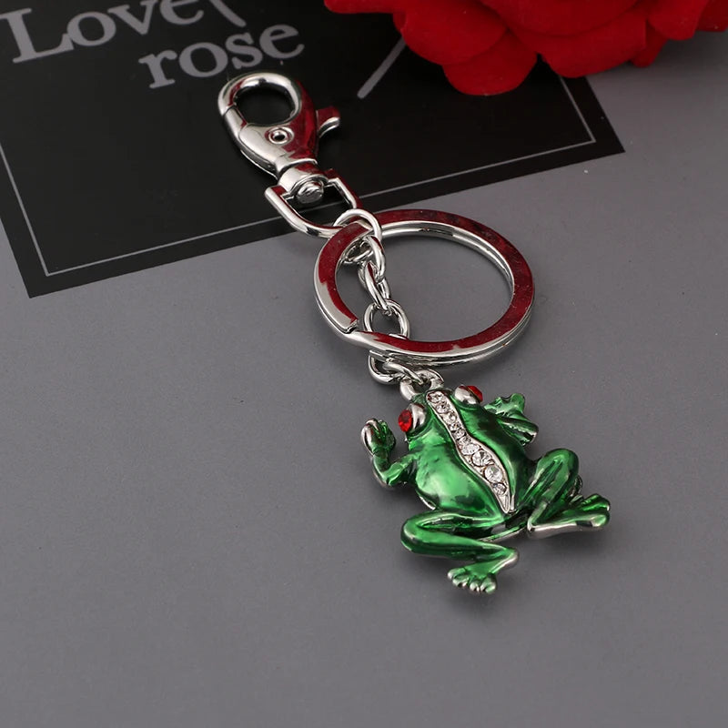 Frog Car Keyring Rhinestone Crystal Key Bag Charm Pendant Chain
