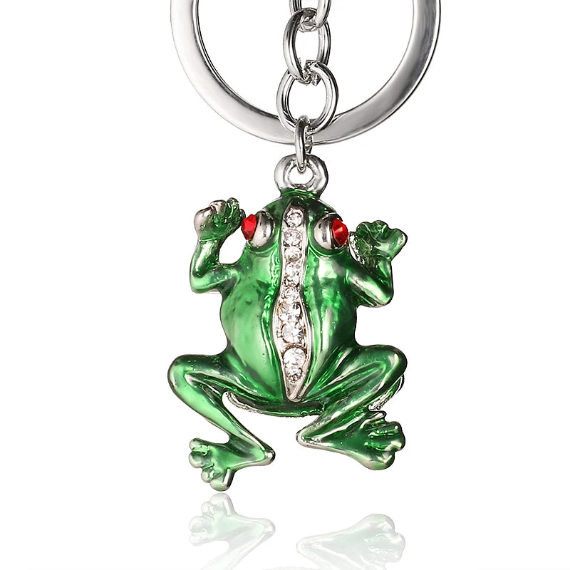 Frog Car Keyring Rhinestone Crystal Key Bag Charm Pendant Chain