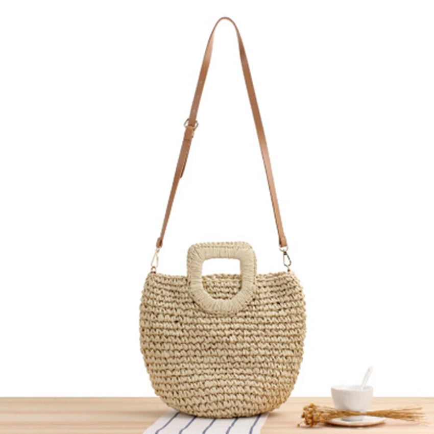 Crossbody Hand-Carry Straw Woven Bag College Female Bag