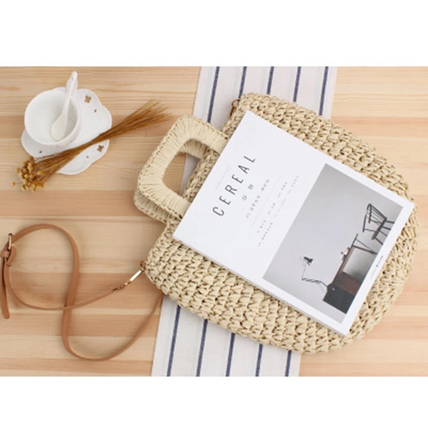 Crossbody Hand-Carry Straw Woven Bag College Female Bag