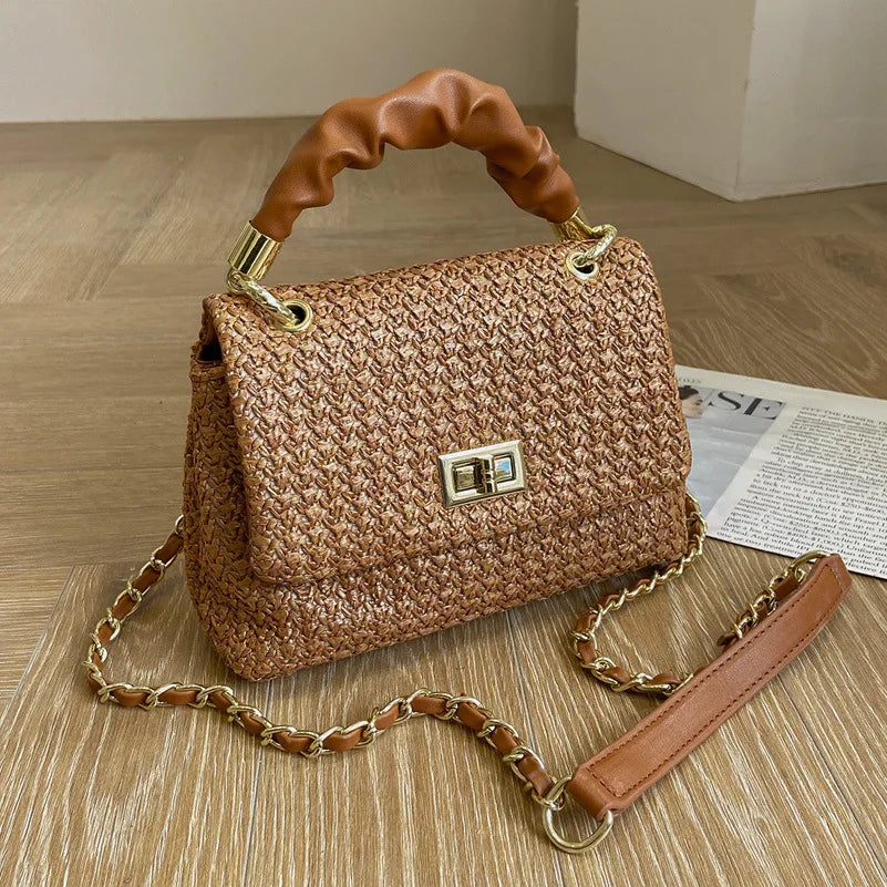 Portable Small Bag Straw Square Shoulder Messenger Bag