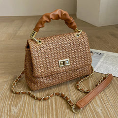 Portable Small Bag Straw Square Shoulder Messenger Bag