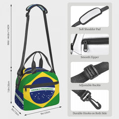 Brazil Flag Thermal Lunch Box Bag for Women Kids Food Storage Container