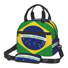 Brazil Flag Thermal Lunch Box Bag for Women Kids Food Storage Container