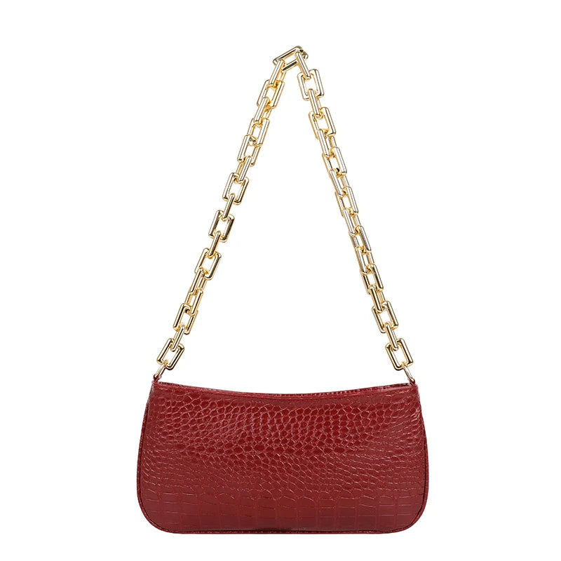 Thick Chain Shoulder Bag Minimalist Women Handbags Vintage Clutches