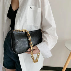 Thick Chain Shoulder Bag Minimalist Women Handbags Vintage Clutches