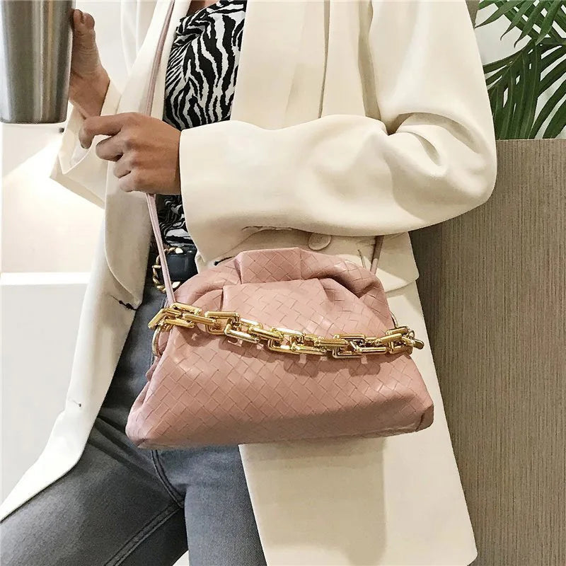 Thick Chain Handbag Women's Cloud Bag Soft Pu Leather Shoulder Bags