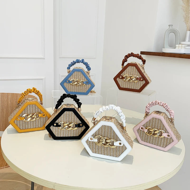 Small Straw Bucket Bags for Women Summer Crossbody Bags