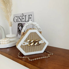 Small Straw Bucket Bags for Women Summer Crossbody Bags