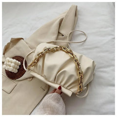 Thick Chain Shoulder Bag For Women Pleated Cloud Bag Crossbody Bag