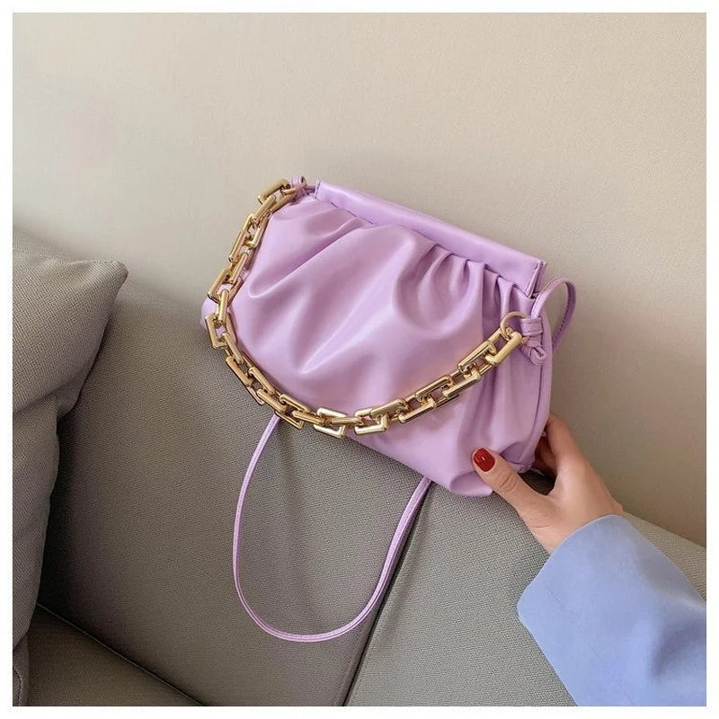 Thick Chain Shoulder Bag For Women PU Leather