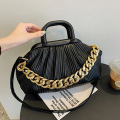 Thick Chain Shoulder Bag PU Leather Small Crossbody Bags For Women
