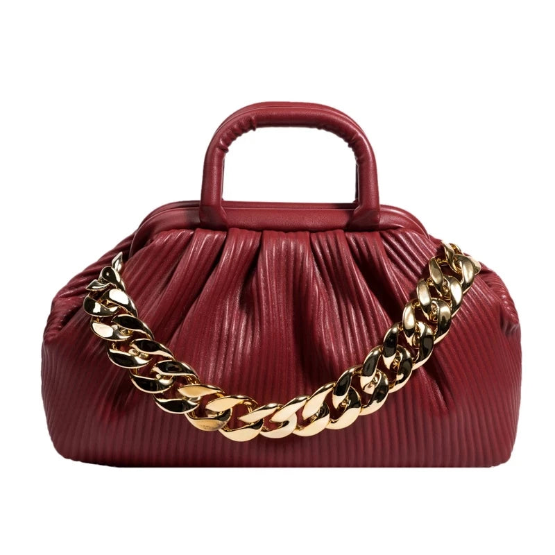 Thick Chain Shoulder Bag PU Leather Small Crossbody Bags For Women